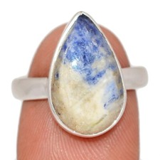 Natural Sodalite - Minas Gerais, Brazil 925 Silver Ring Jewelry s.8 CR73890