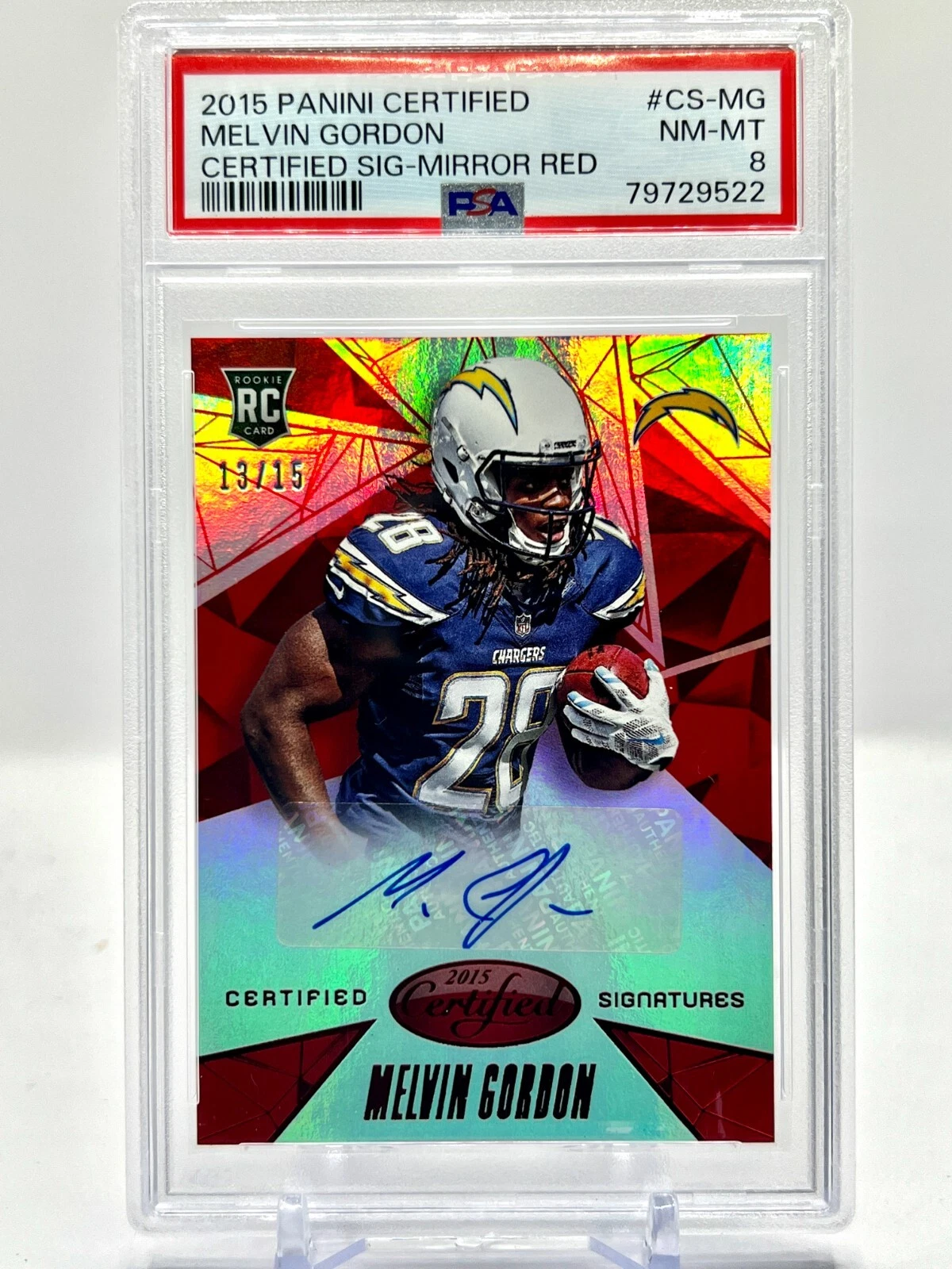 Melvin Gordon Panini Certified Certified Signatures #CSMG Mirror Red