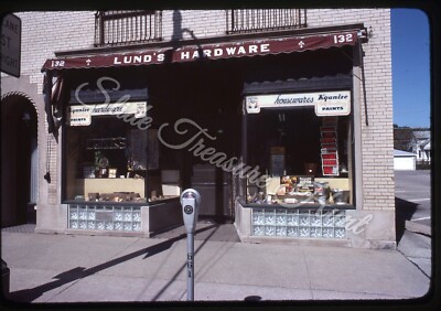 Elmhurst Illinois Street Scene Lunds Hadware Store 35mm Slide 1970s Kodachrome