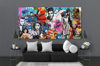 Love always wins Graffiti canvas Painting street Art Pop Art Wall home Decor