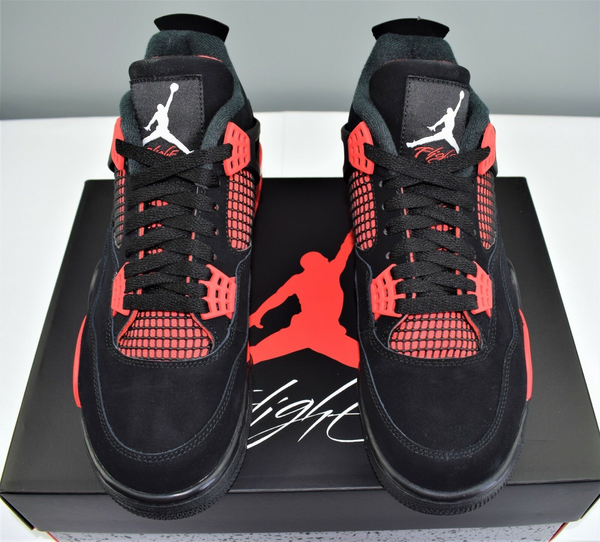 Nike Air Jordan 4 Retro Red Thunder Basketball Shoes Men's Size 10