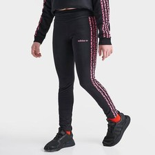 Adidas Original Girl's Leggings Size Medium Black Leopard Stripes Soft Stretch