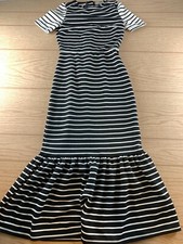 Asos Short Sleeve White And Black Striped Long - length Dress Sz 0