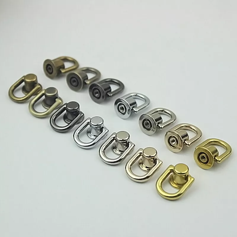 Metal Round D Ring Stud Side Clip Bag Screw Nail Rivet Strap
