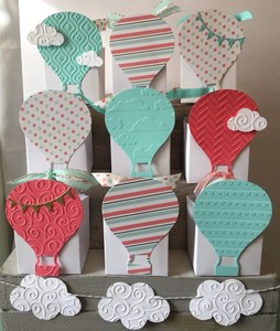 Whimsical Hot Air Balloon Baby Shower Thank You Favors Coral Mint