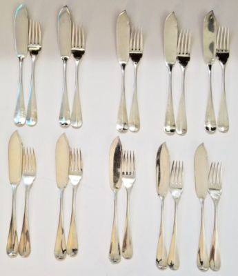 berndorf ナイフ＆フォーク　12本セット　シルバープレート　ベルンドルフ Art Krupp Berndorf Silverplated Fish Knives and Forks. Set of 10