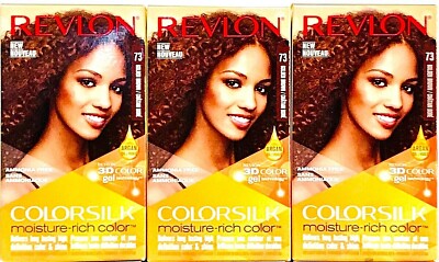 3 Revlon Colorsilk 73 Golden Brown Argan Oil Moisture Rich 3D Color Gel Hair Dye