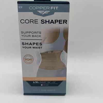 Copper Infused Fit Core/Waist Shaper Back Support Sz.L/XL 34 to 42'' Beige new