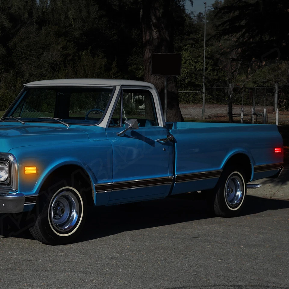 Luz marcadora LED delantera trasera lateral para camioneta Chevy C10 GMC C15 C25 C35 1968-1972 Foto 3 de 4