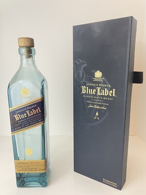 JOHNNIE WALKER BLUE LABEL SCOTCH WHISKEY BOX & EMPTY BOTTLE