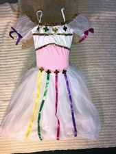 White  Multi Color Ballet Costume W/ Lots of Bright Color Ribbons