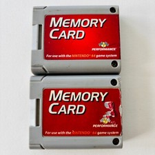 Lot of 2 Nintendo 64 N64 Memory Card Controller Pak by Performance TESTED 