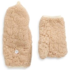 Nordstrom Tucker Tate Plush Flip Top Beige Tan Mittens Kids Ages 7-16 New NWT