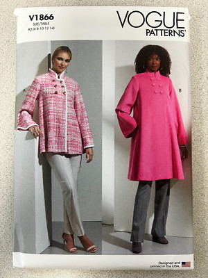 UNCUT Vogue V1866 Misses Loose Fitting Coat/Jacket (6-24) Easy Sewing Pattern