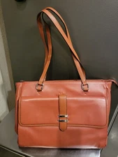 Cluci Women Brown Leather Briefcases Slim Large Business 15.6 Inch Laptop