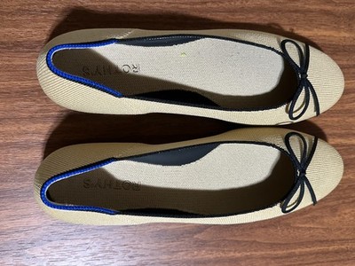 Rothy s The Ballet Flat Beige & Black Bow Women s 10.5 NEW IN BOX 181-007