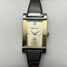Armitron Womens Watch 16mm Two Tone Diamond 75/5221 New Battery 7.25"
