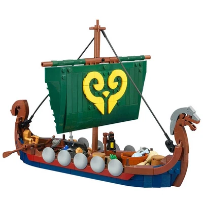 ANLINMOC Medieval Military Viking-Ship Building Blocks Toy Long Boat Bricks Set Kid Gifts