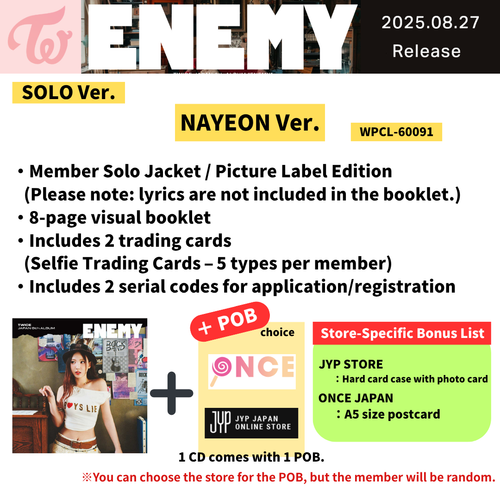 PRE TWICE JAPAN 6th ALBUM ENEMY ALL Ver. ONCE JAPAN SOLO OFFICAL CD SEALED W/POB - Picture 20 of 54