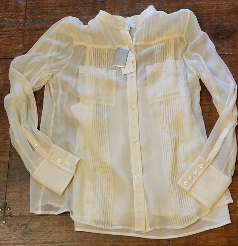 Charter Club NWT 100% Silk Cream Button Down 2 Pc Camisole Blouse Top Sz 10