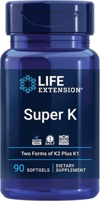 Life Extension Super K - Vollspektrum Vitamin K1 & K2 (MK-4, MK-7) - 90 Softgel