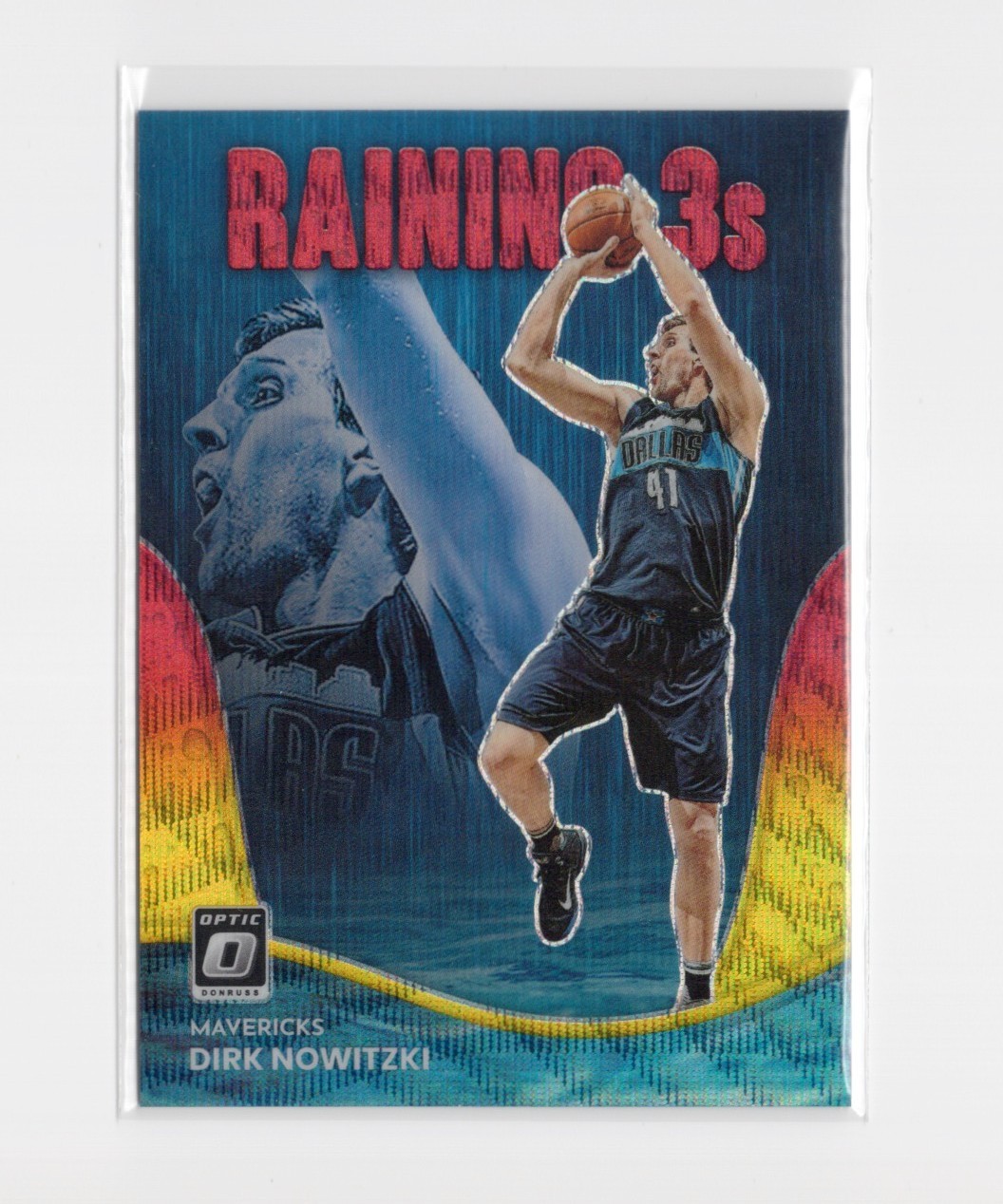 2022-2023 Panini Donruss Optic Raining 3s Red Gold Wave Dirk Nowitzki #/99