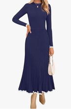 ZESICA Women's Long Sleeve Sweater Dress Small Crewneck