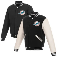 Miami Dolphines  (NFL) JH Design Reversible reversible faux leather  jacket