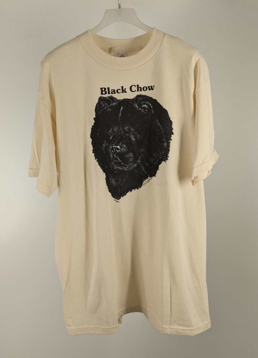 Vintage 1991 Black Chow Chow Dog Graphic T-Shirt Delta USA Single Stitch Large L