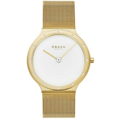 Obaku Women's Watch Quartz Note Lille White Dial Yellow Gold Bracelet V285LEGWMG
