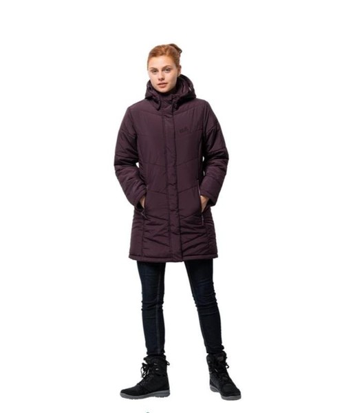 Women Jack Wolfskin Coat Burgundy Polyester 34 /