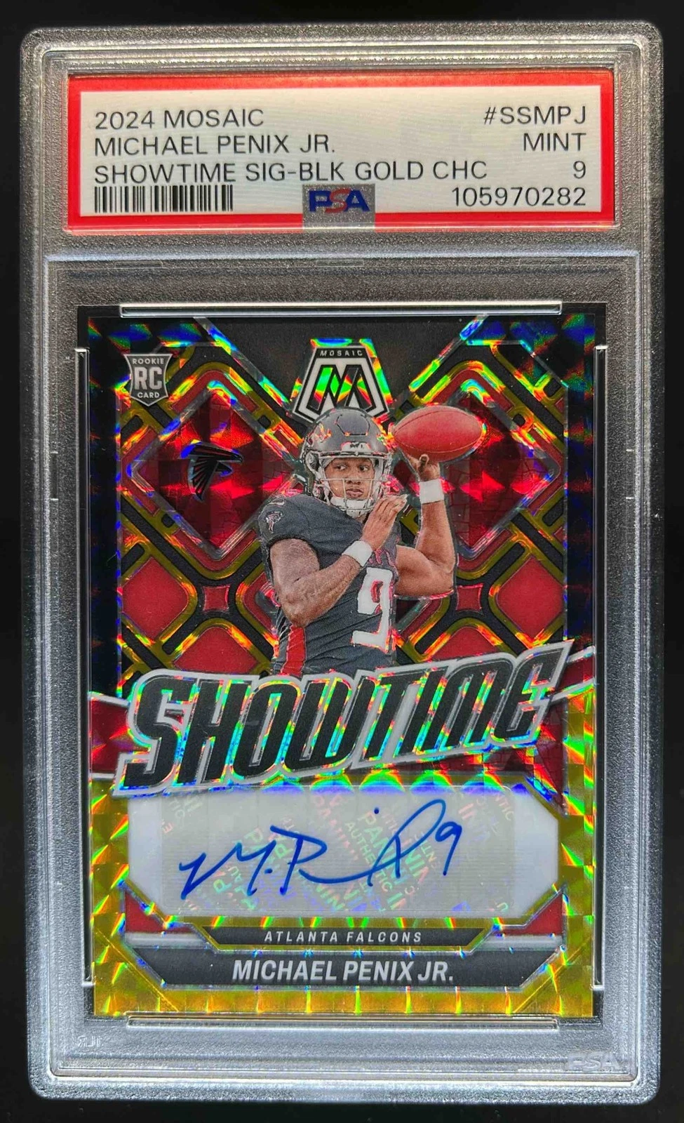 Michael Penix Panini Mosaic Showtime Signatures #SSMPJ Black Gold Choice