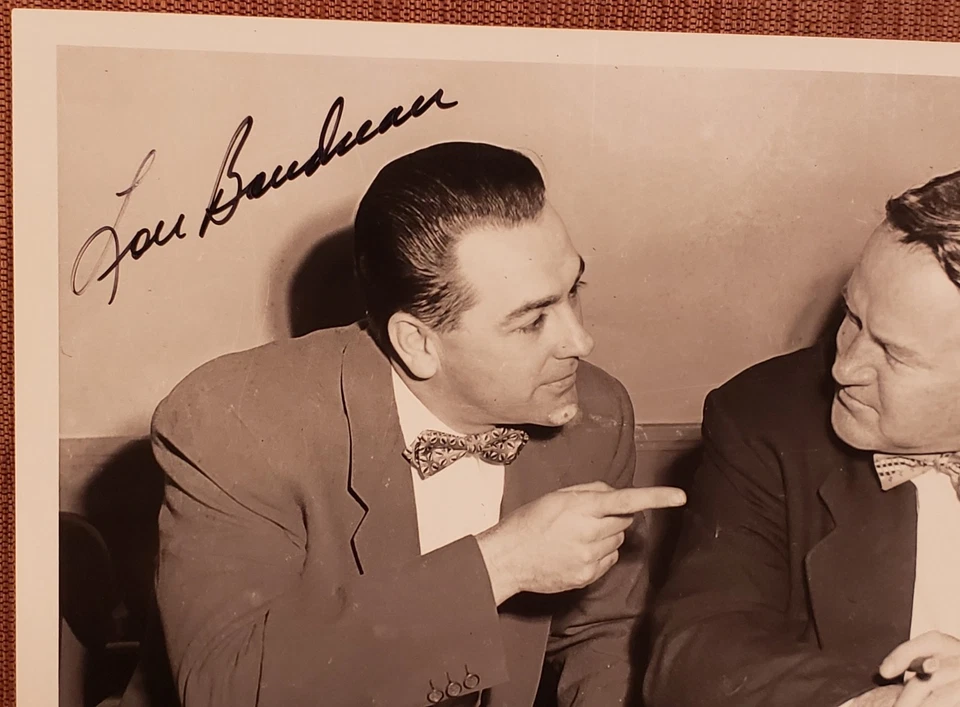 Joe Cronin Lou Boudreau 2x Auto Indians Red Sox Baseball 8x10 Photo JSA HOF - Image 3 of 4