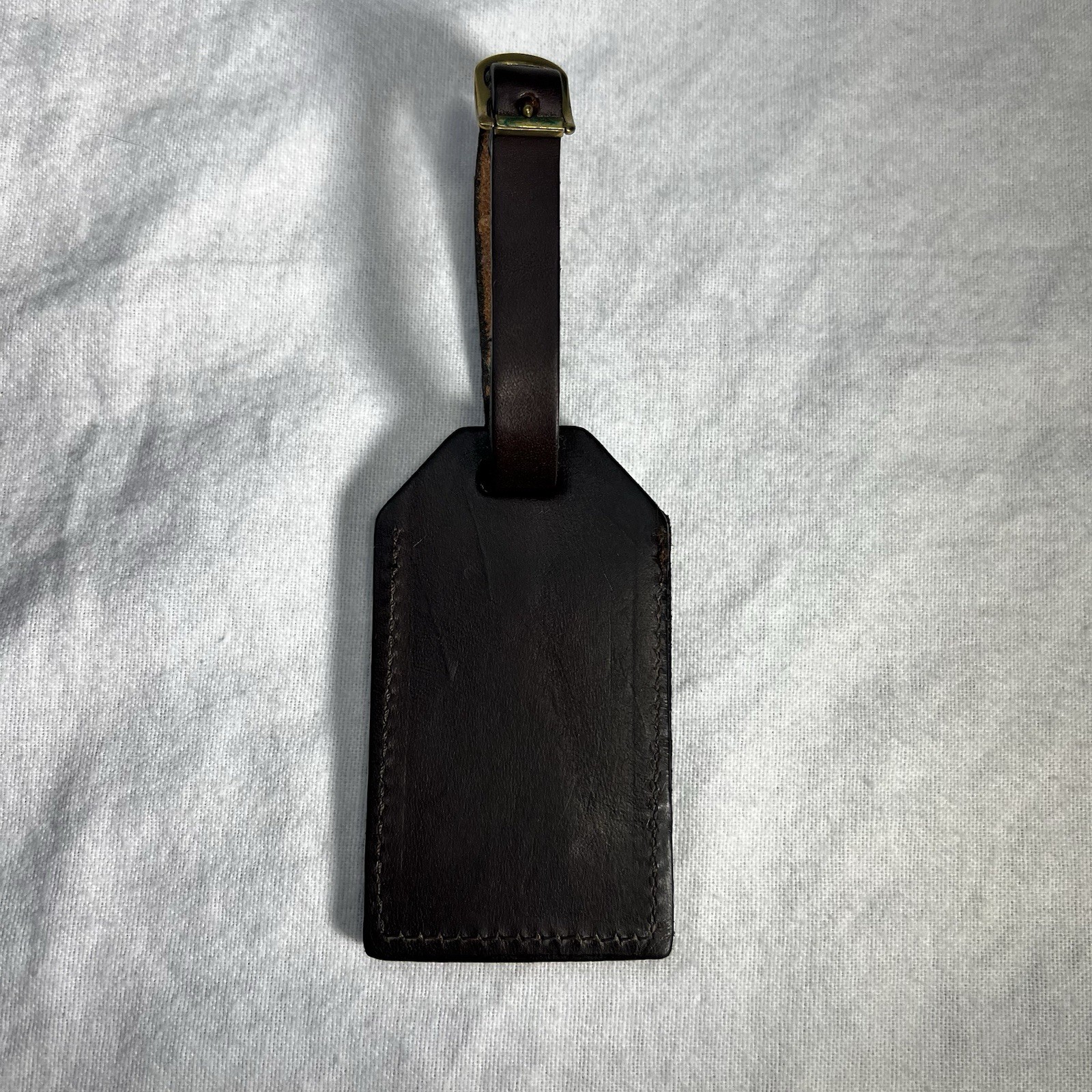 Tag 2&rdquo;x3.5&rdquo;w/strap/brass Buckle Dark Brown