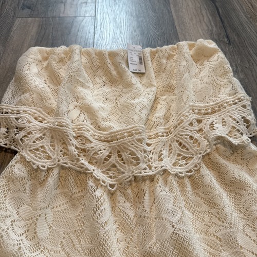 Maurices Lace Strapless Romper Ivory Sz M Bohemian Western Boho Y2K MSRP $32.00 - Picture 3 of 6