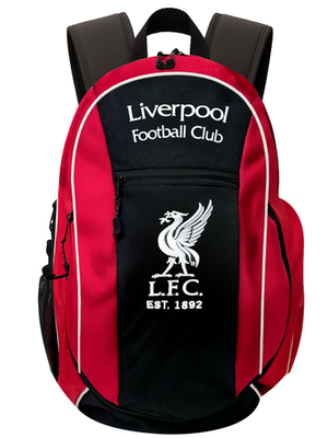 New Icon Sports Liverpool FC Backpack Red Black With Soccer Ball