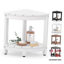Corner Shower Stool for Inside Shower, HDPE Waterproof Shower Bench Seat White