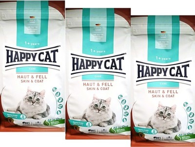 (  11,27 /kg) Happy Cat Care Haut & Fell Trockenfutter Katzenfutter: 3 x 1,3 kg