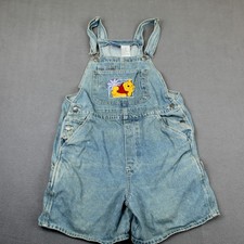 VTG Winnie Pooh Overalls Womens Medium Disney Embroidered 90s Denim Shorts Bib