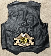 Harley Davidson Black Leather Motorcycle XL Vest Made USA Owners Group Hog