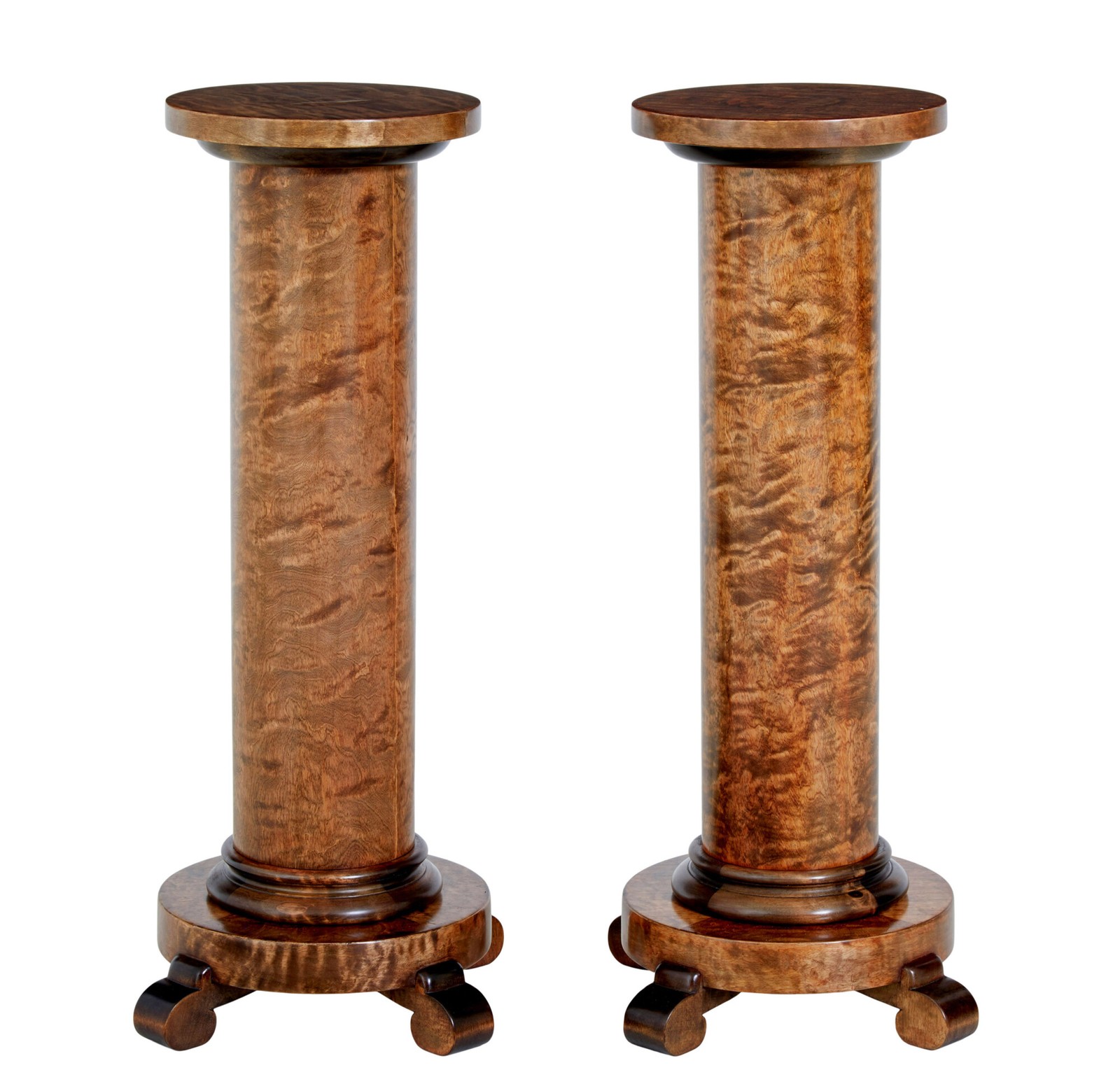 Art Deco Birch Pedestal Pair for Stylish Home Decor