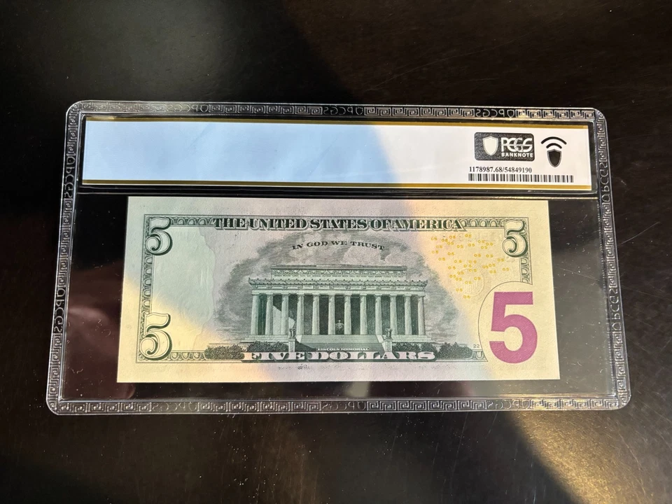 DBR 2021 $5 FRN Minneapolis STAR Fr. 1999-I* PCGS-B 68 PPQ Serial QI01542398* - Image 2 of 2