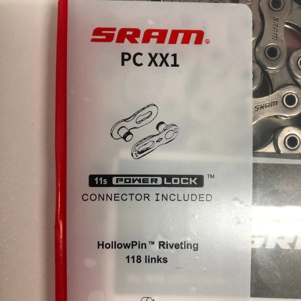 SRAM PC XX1 Hollow Pin Chains 11 Speed Silver 118 Link Power Lock MTB Bike Chain - Image 2 of 4