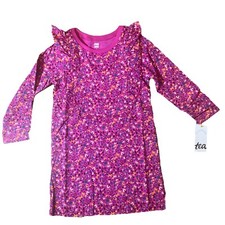 Tea Collection Dress Sz 4 NWT New NOS Pink Ruffle sleeve A-Line Himalayan Floral