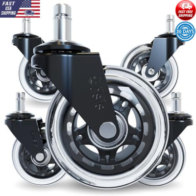 Rollerblade Office Chair Wheels Set of 5 Universal Fit Smooth Quiet Casters New