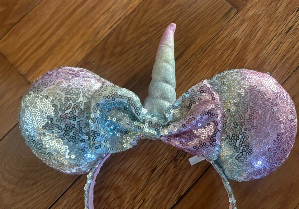 Lot 2 DISNEY Minnie Mouse Ears Headband Pastel Unicorn & Pink Bow - Image 4 of 4