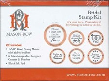 Mason Row Bridal Interchangeable Stamps Kit Wood Mount Ink Pad 6 Designs Borders