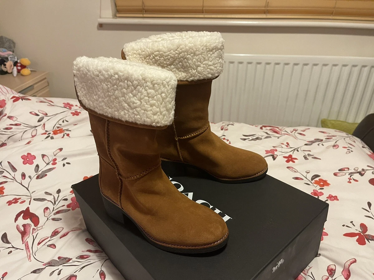 Coach turnlock shearling best sale boot