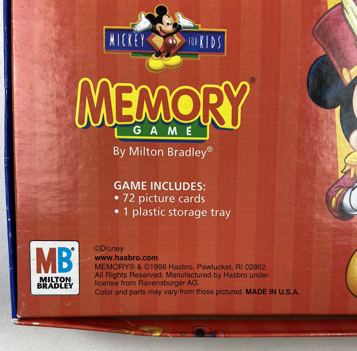 Vintage 1998 Mickey Mouse Memory Game by Milton Bradley COMPLETE