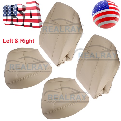 Left Right Bottom & Top Lean Back Seat Cover For 2009-2014 Cadillac Escalade Tan - Picture 19 of 19